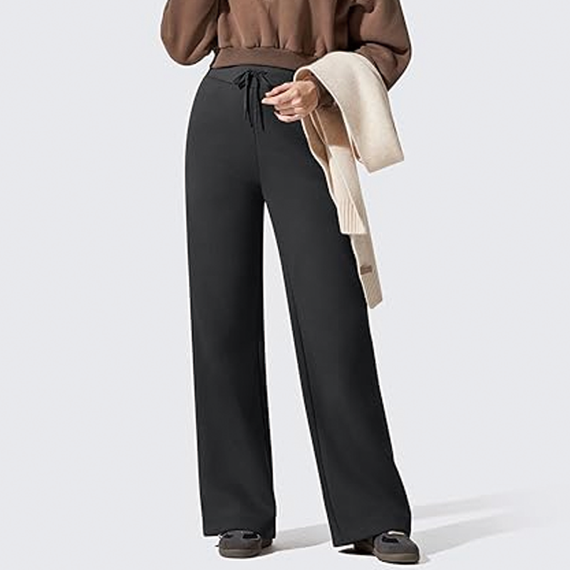 Women's Fleece Lined Wide Leg Lounge Sweatpants - Image 2