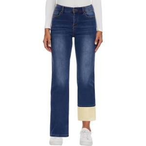 Women's Fleece Lined High-Waist Wide Leg Jeans