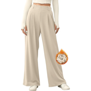 Women's Fleece Lined Waffle Knit Palazzo Pants